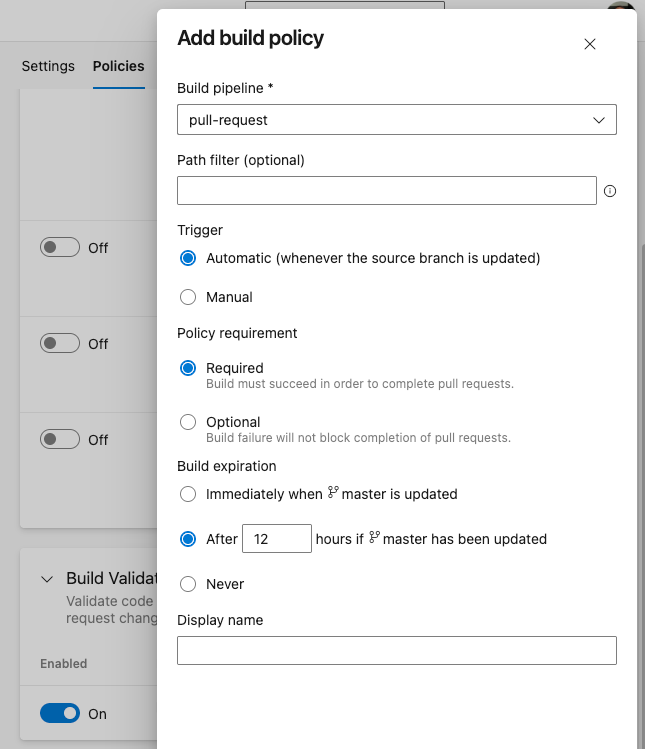 Azure DevOps Build Validation Policy