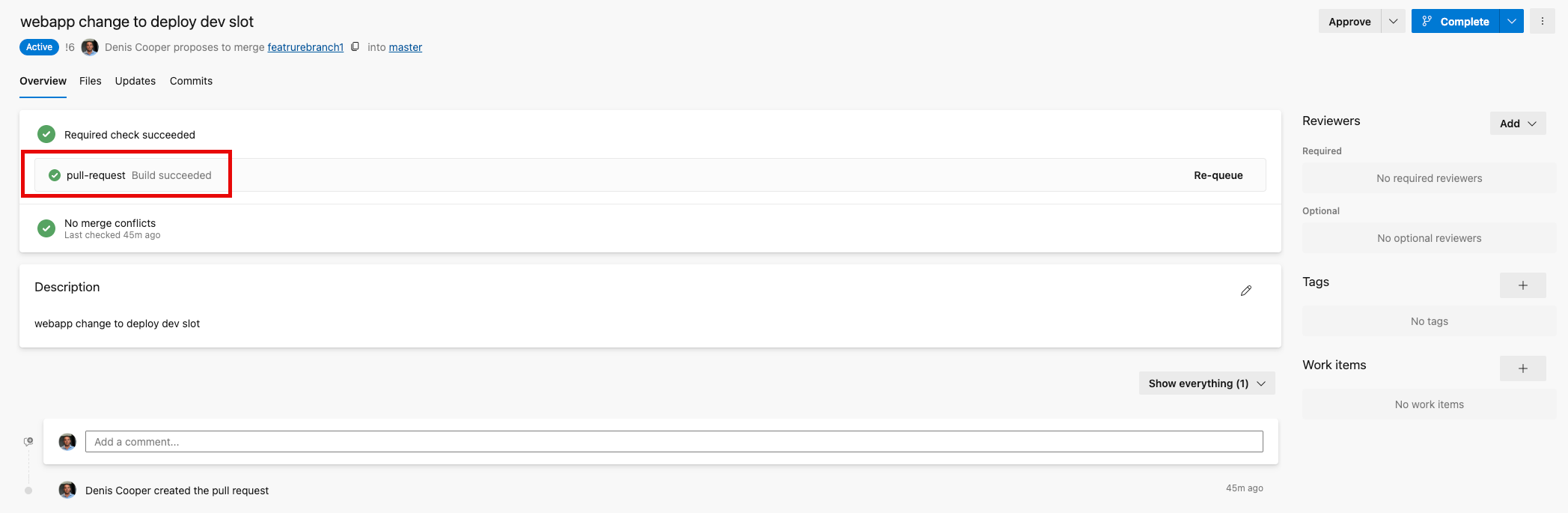 Azure DevOps Pull Request Approval