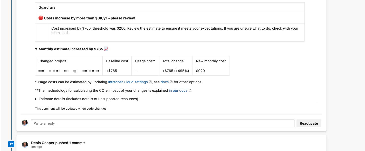 Infracost Pull Request Comment Added to the Azure DevOps Pull Request